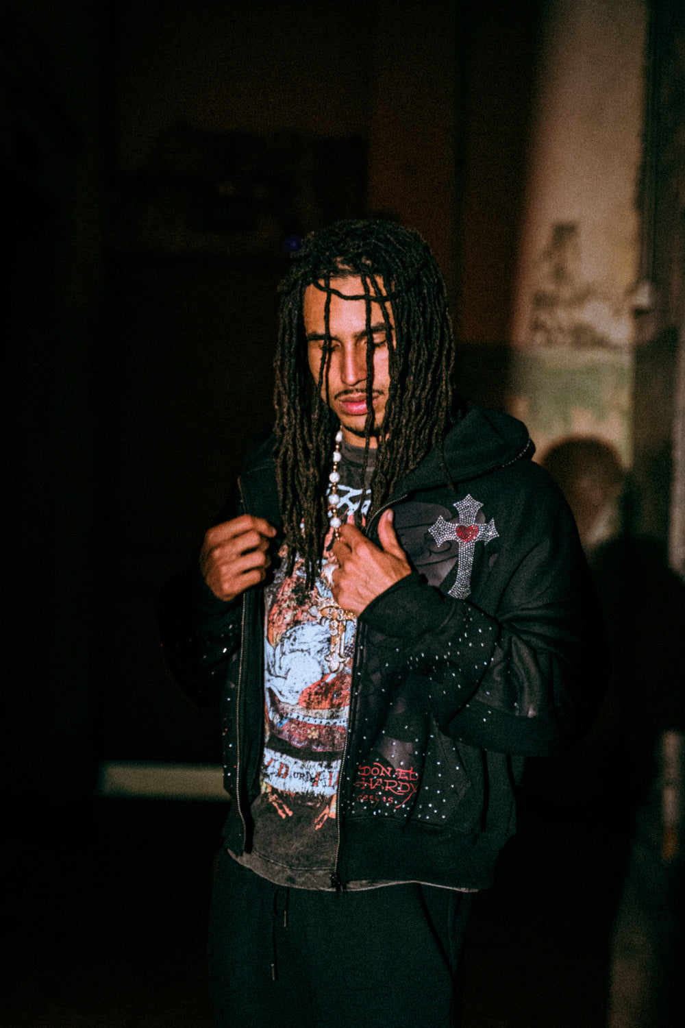 Ed Hardy x Matuê "Cruz" Moletom Zip Up Preto