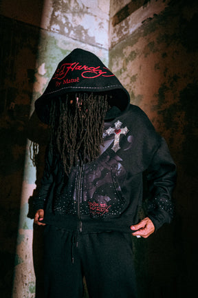 Ed Hardy x Matuê "Cruz" Moletom Zip Up Preto