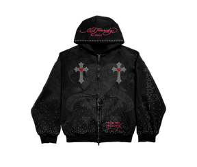 Ed Hardy x Matuê "Cruz" Moletom Zip Up Preto